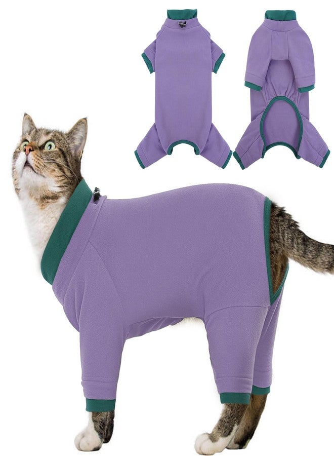 ADNIKIA Sticky Cat Clothes Stretchy, Sphynx Hairless Sweater & Pajamas for Cats only, Soft Cat Onesie for Cats After Surgery Female Male & Hair Loss Prevention, Purple L - Image 1